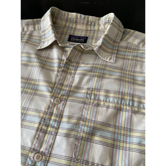 PATAGONIA Organic Cotton Yellow Plaid Button Down Shirt Mens sz M - Picture 5 of 10